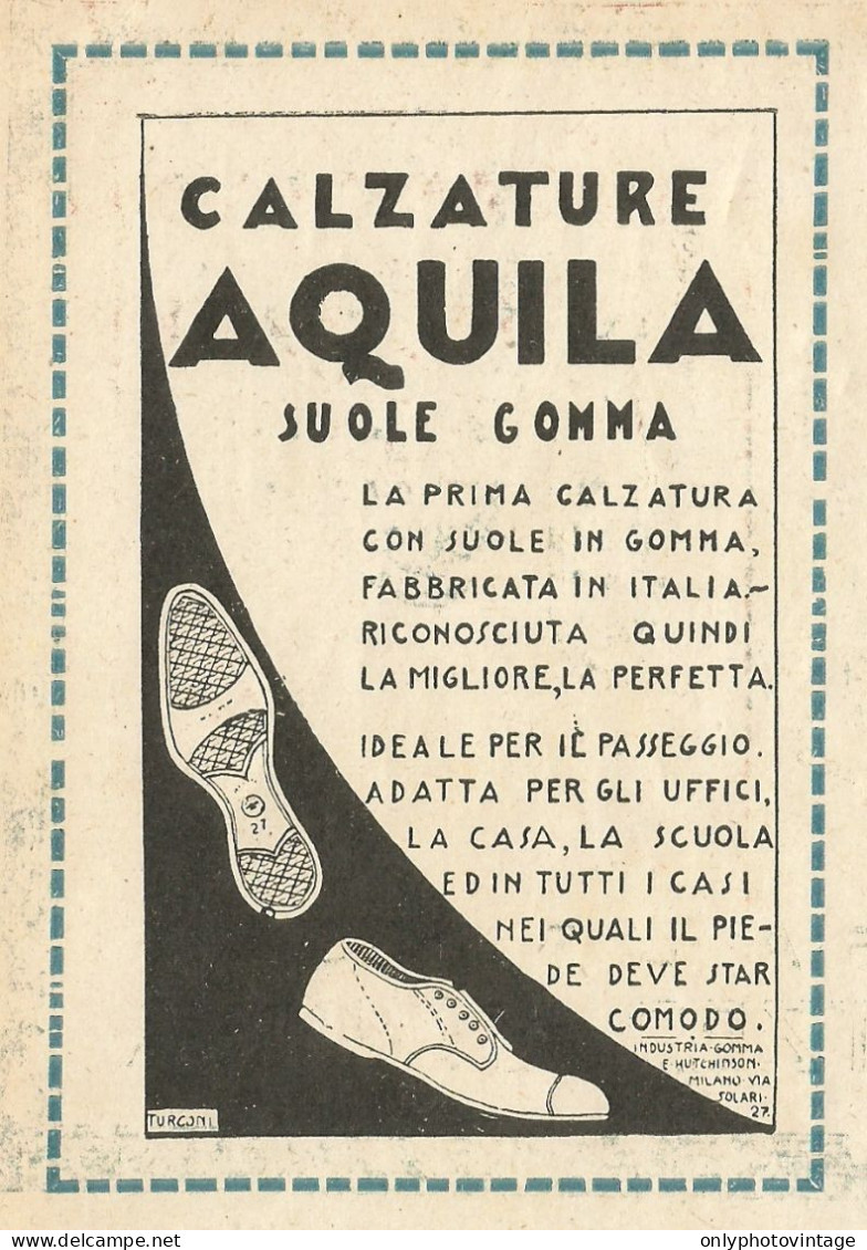 Calzature AQUILA - Pubblicità 1925 - Advertising - Reclame