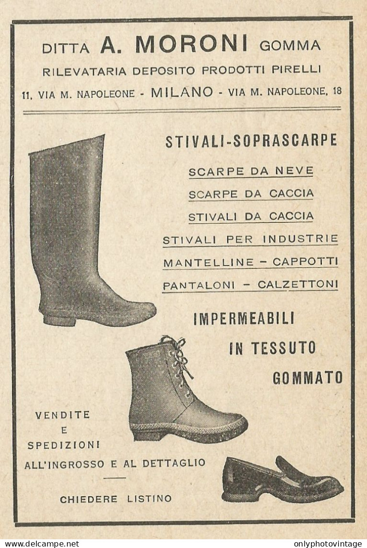 Scarpe Da Neve A. MORONI - Pubblicità 1932 - Advertising - Reclame