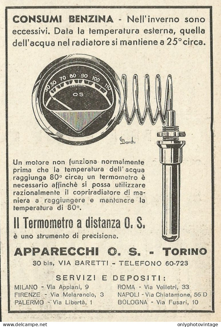 Termometro A Distanza O.S. - Pubblicità 1933 - Advertising - Reclame