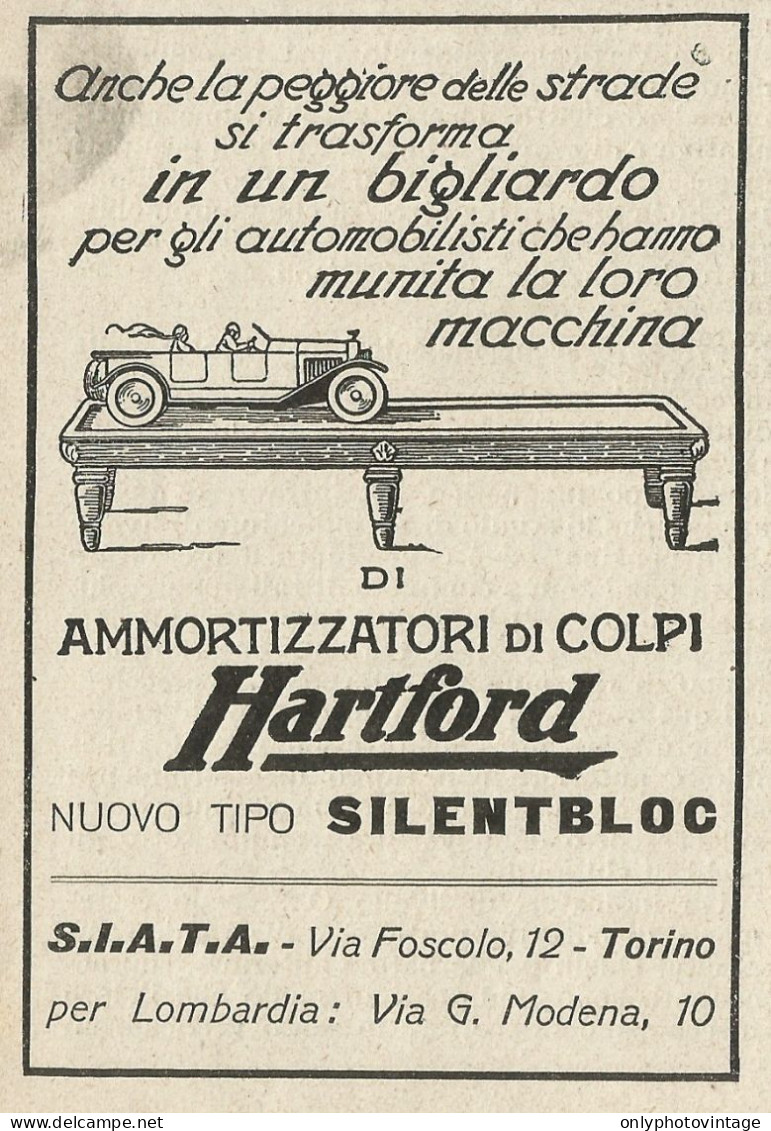 Ammortizzatori Di Colpi HARTFORD - Pubblicità 1927 - Advertising - Reclame