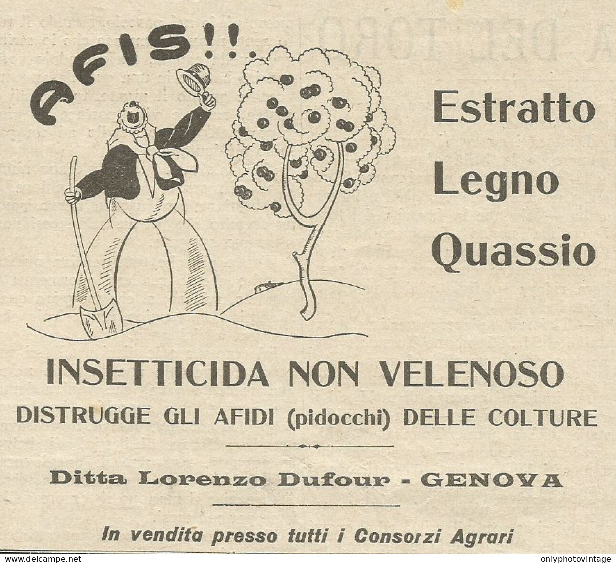 AFIS Insetticida Non Velenoso - Dufour - Pubblicità 1933 - Advertising - Reclame