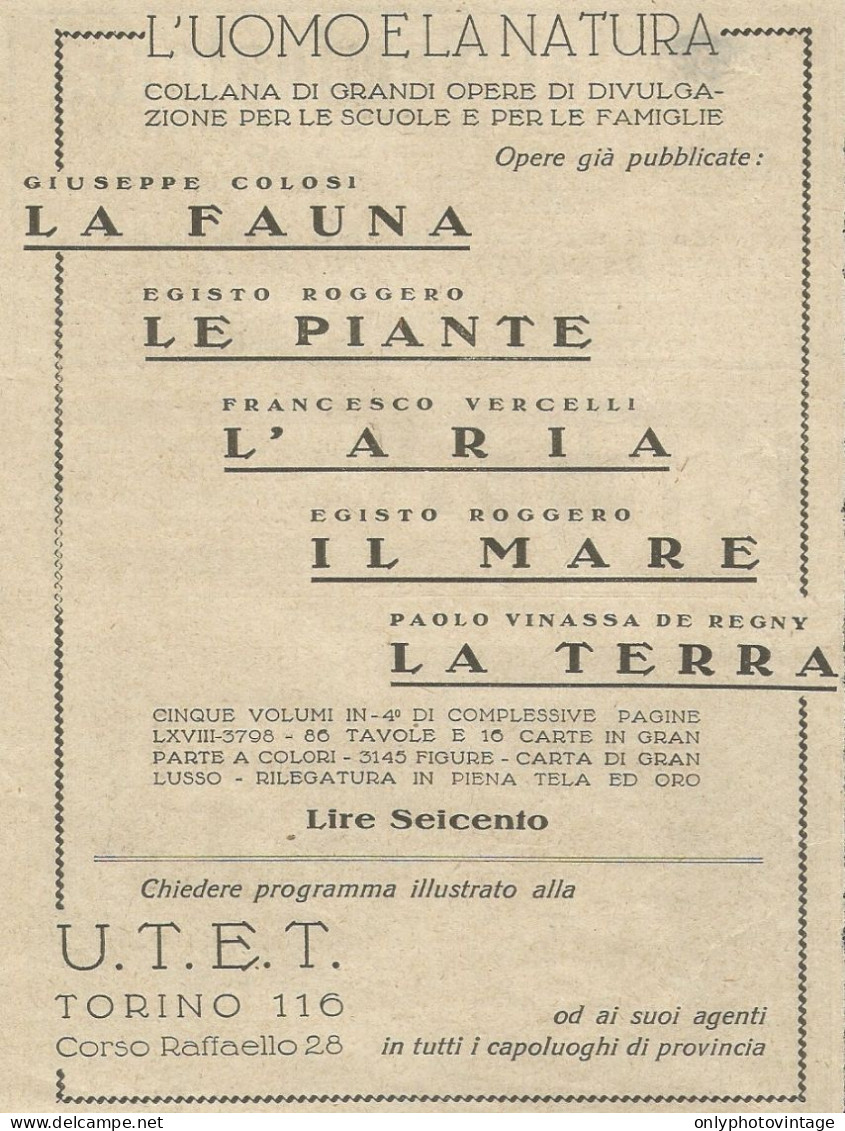 L'Uomo E La Natura - U.T.E.T. - Pubblicità 1933 - Advertising - Reclame