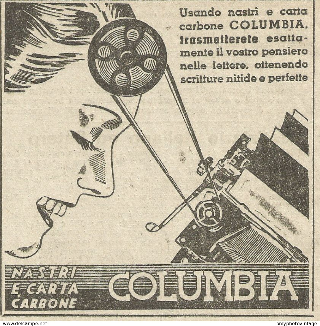 Nastri E Carta Carbone COLUMBIA - Pubblicità 1931 - Advertising - Werbung