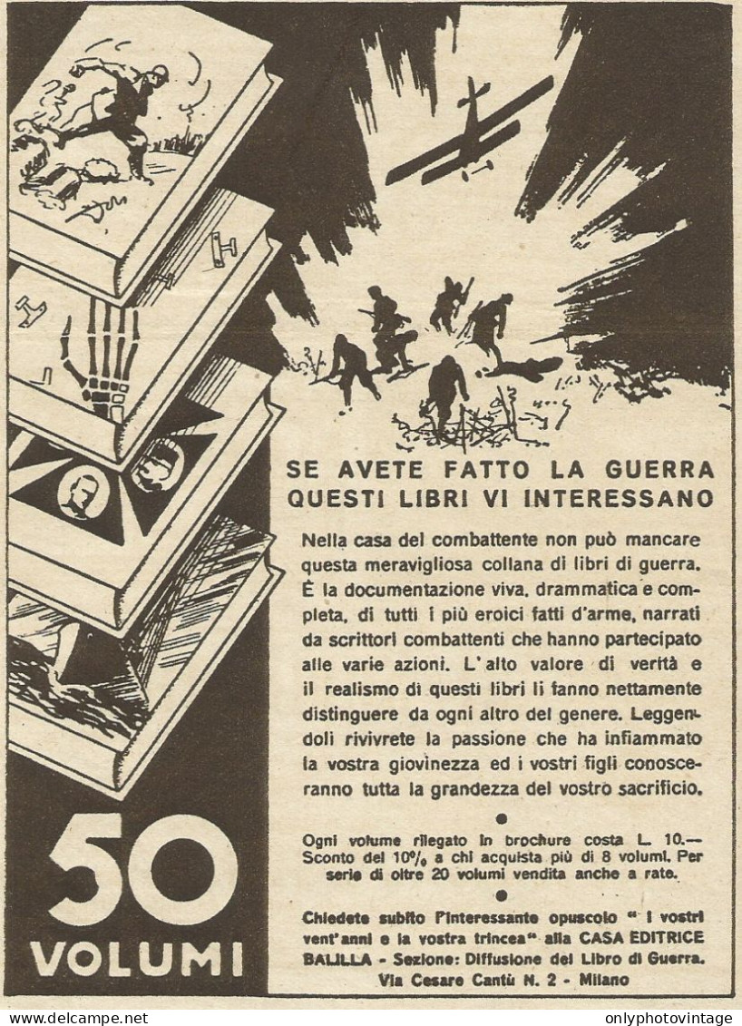 Se Avete Fatto La Guerra Questi Libri Vi Interessano - Pubblicità 1935 - Werbung