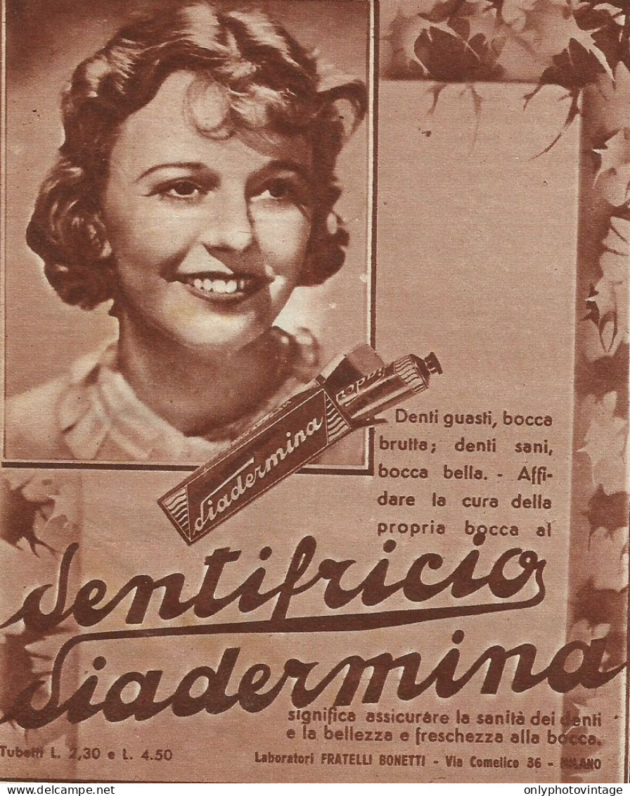 Dentifricio DIADERMINA - Pubblicità 1939 - Advertising - Werbung