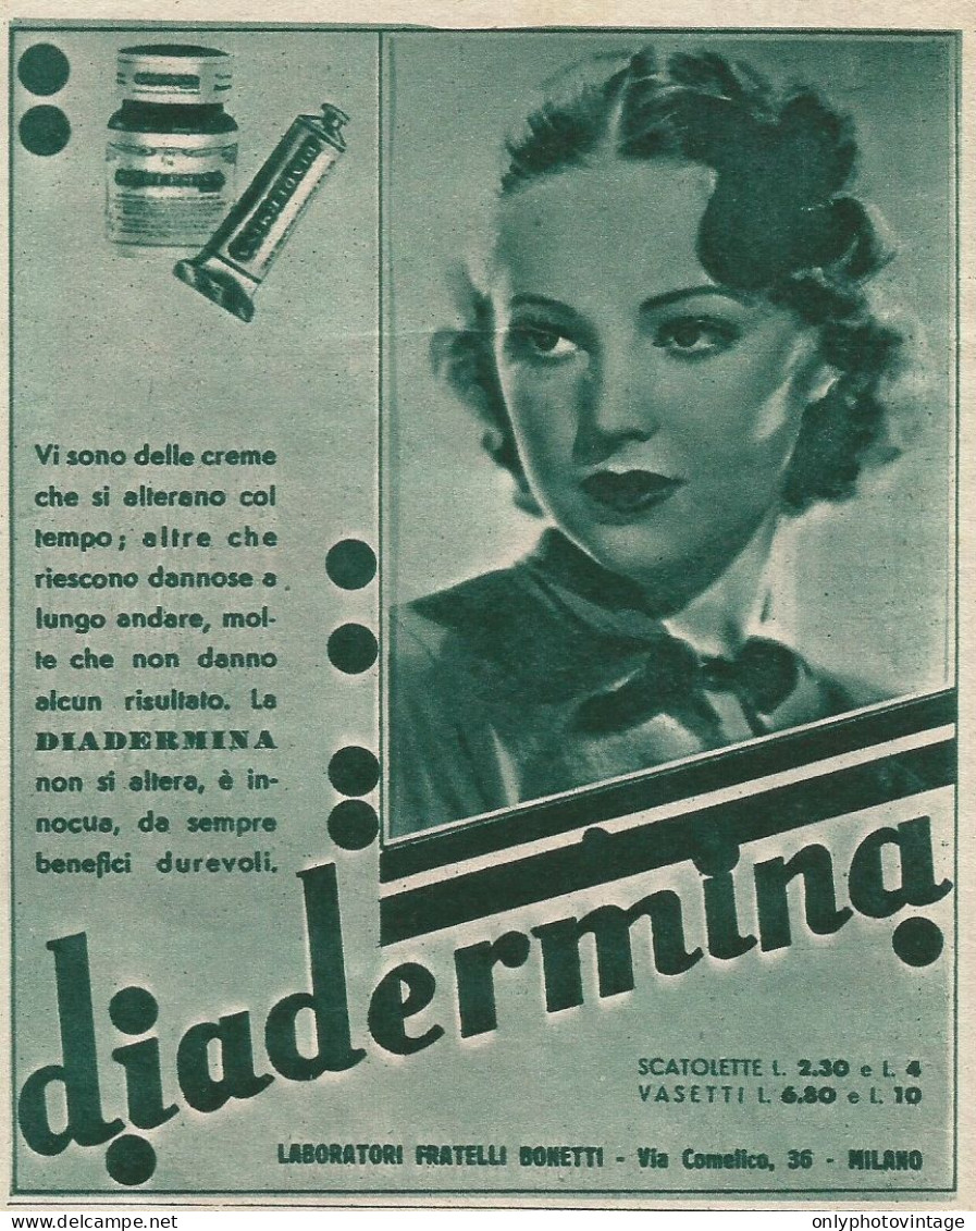 Crema Diadermina Antisole F.lli BONETTI - Pubblicità 1939 - Advertising - Werbung
