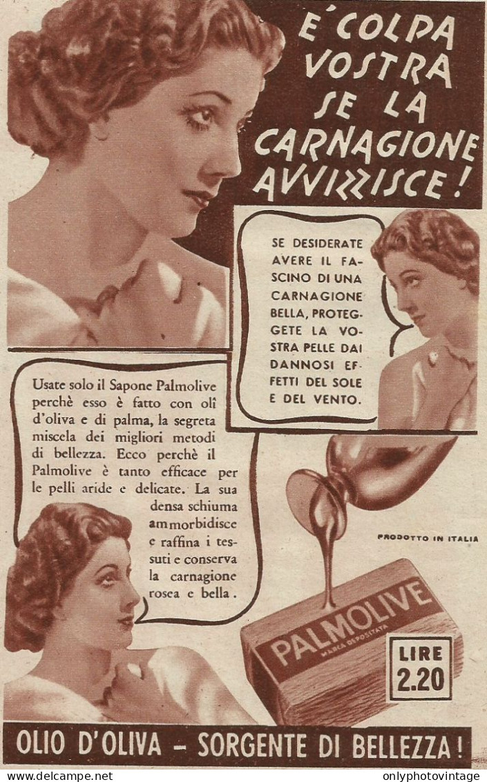 Sapone PALMOLIVE - Sorgente Di Bellezza - Pubblicità 1939 - Advertising - Publicités
