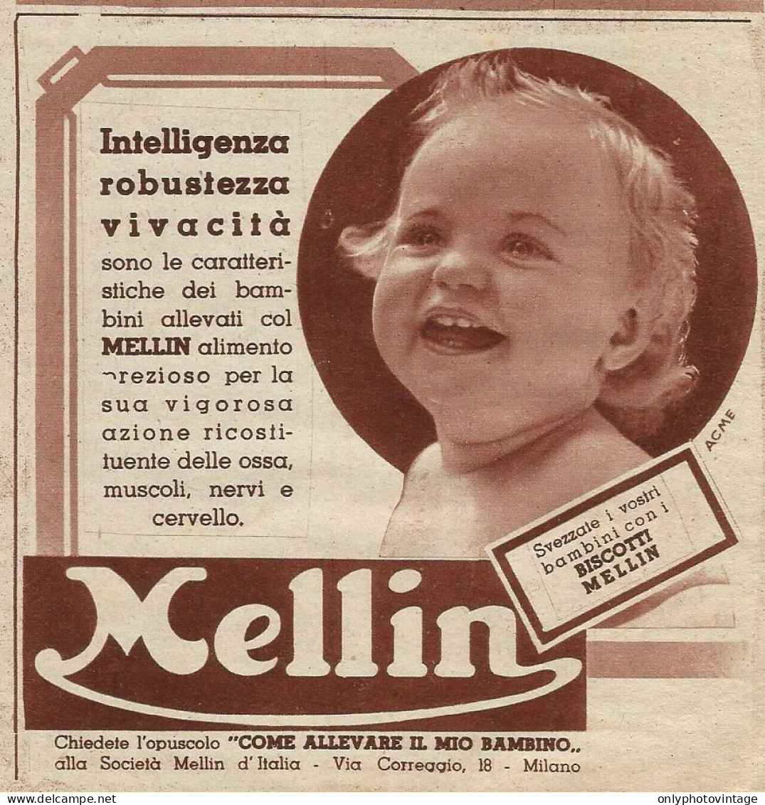 Biscotti  MELLIN - Pubblicità 1939 - Advertising - Publicités
