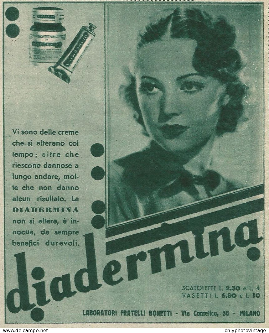 Creme Diadermina - Lab. Fratelli BONETTI - Pubblicità 1939 - Advertising - Publicités