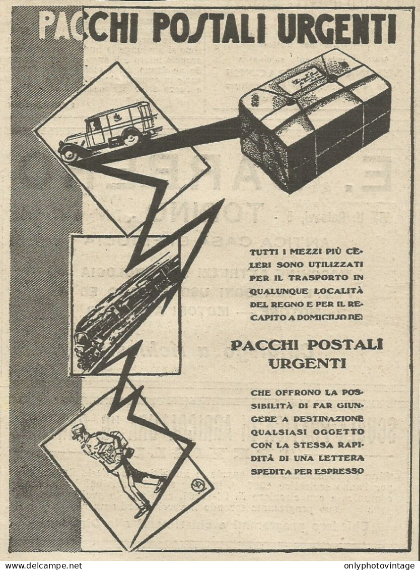 Pacchi Postali Urgenti - Pubblicità 1932 - Advertising - Publicités