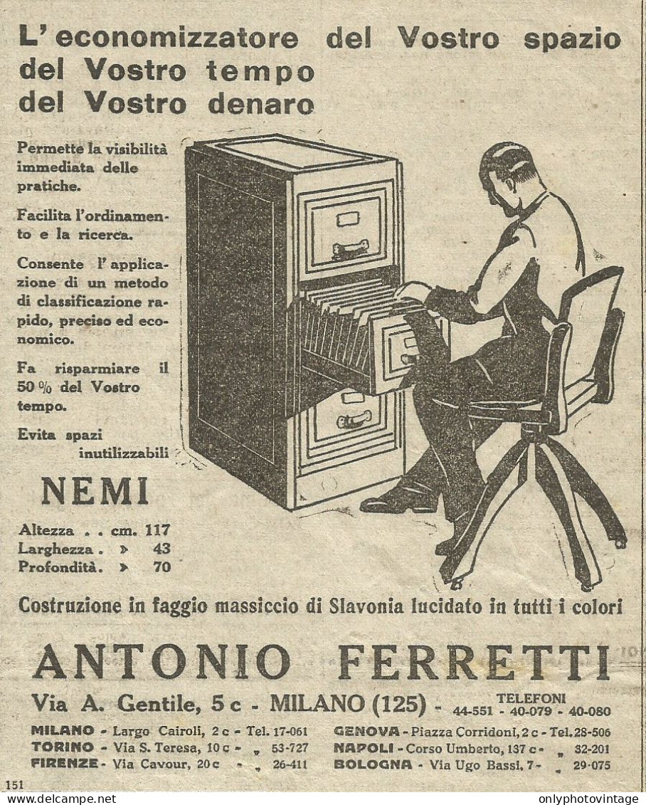 Classificatore Antonio Ferretti - Pubblicità 1932 - Advertising - Reclame