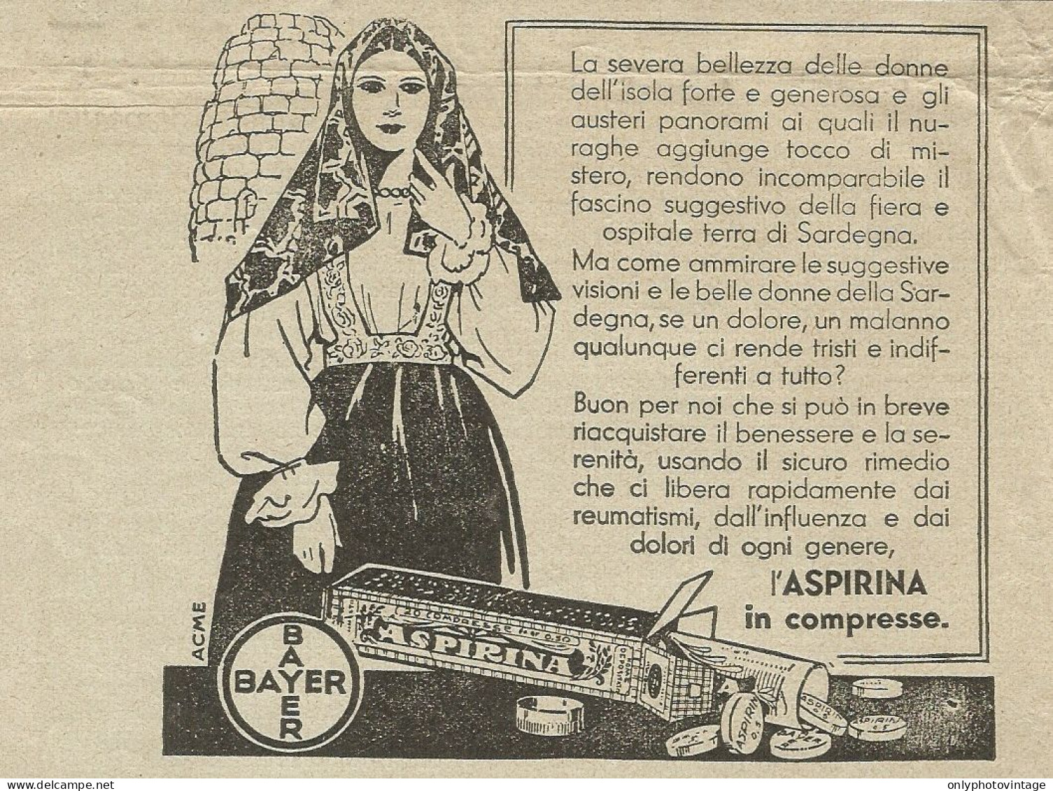 L'aspirina In Compresse Bayer - Pubblicità 1931 - Advertising - Publicités