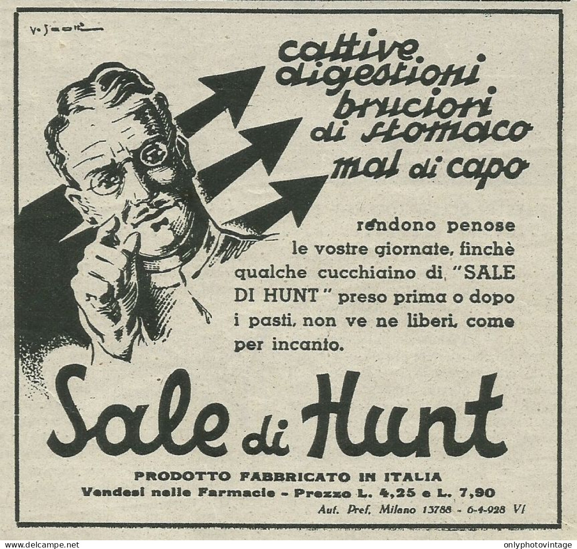 Sale Di HUNT - Pubblicità 1936 - Advertising - Reclame