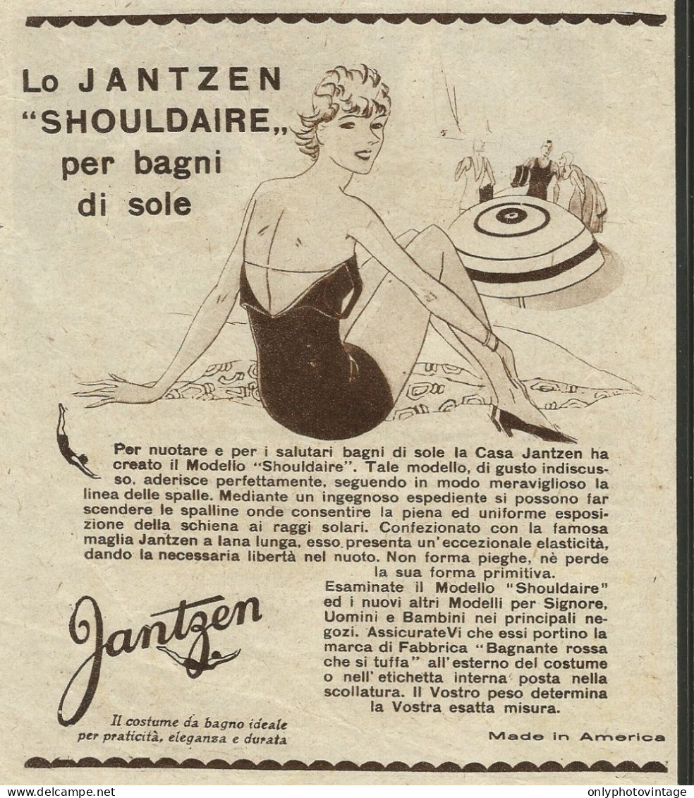 JANTZEN Shouldaire Il Costume Da Bagno - Pubblicità 1930 - Advertising - Publicités