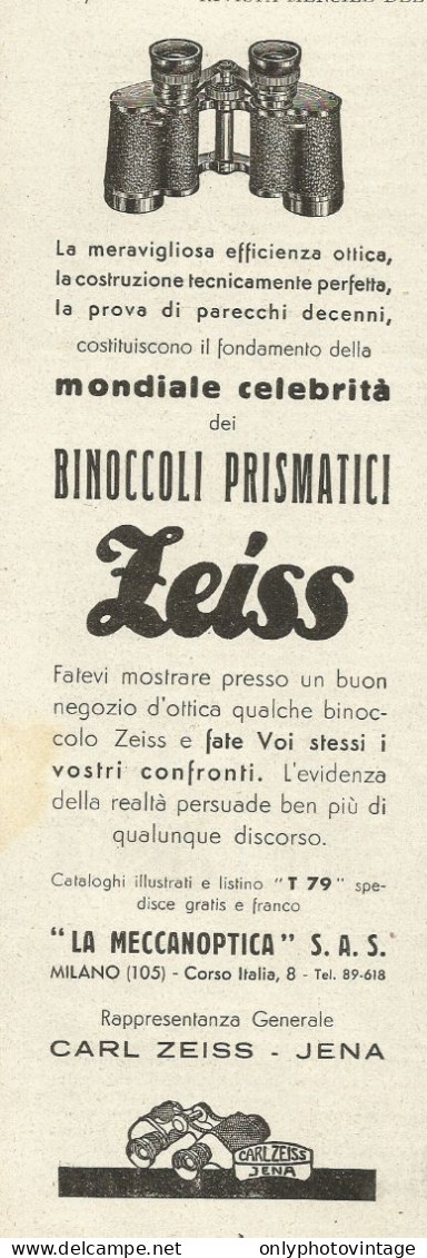 Binoccoli Prismatici ZEISS - Pubblicità 1933 - Advertising - Publicités