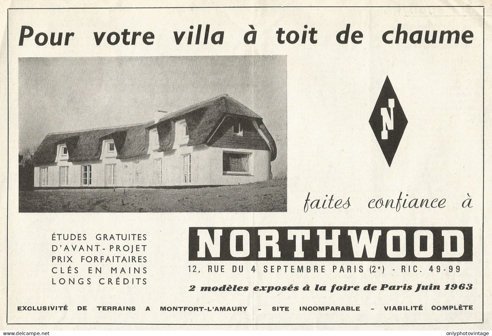 NORTHWOOD Pour Votre Villa à Toit De Chaume - Pubblicità 1961 - Advertis. - Publicités