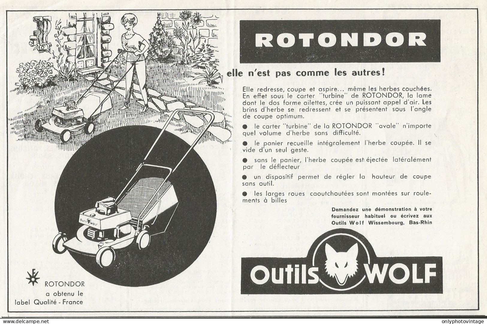 Rotondor OUTILS WOLF - Pubblicità 1962 - Advertising - Publicités