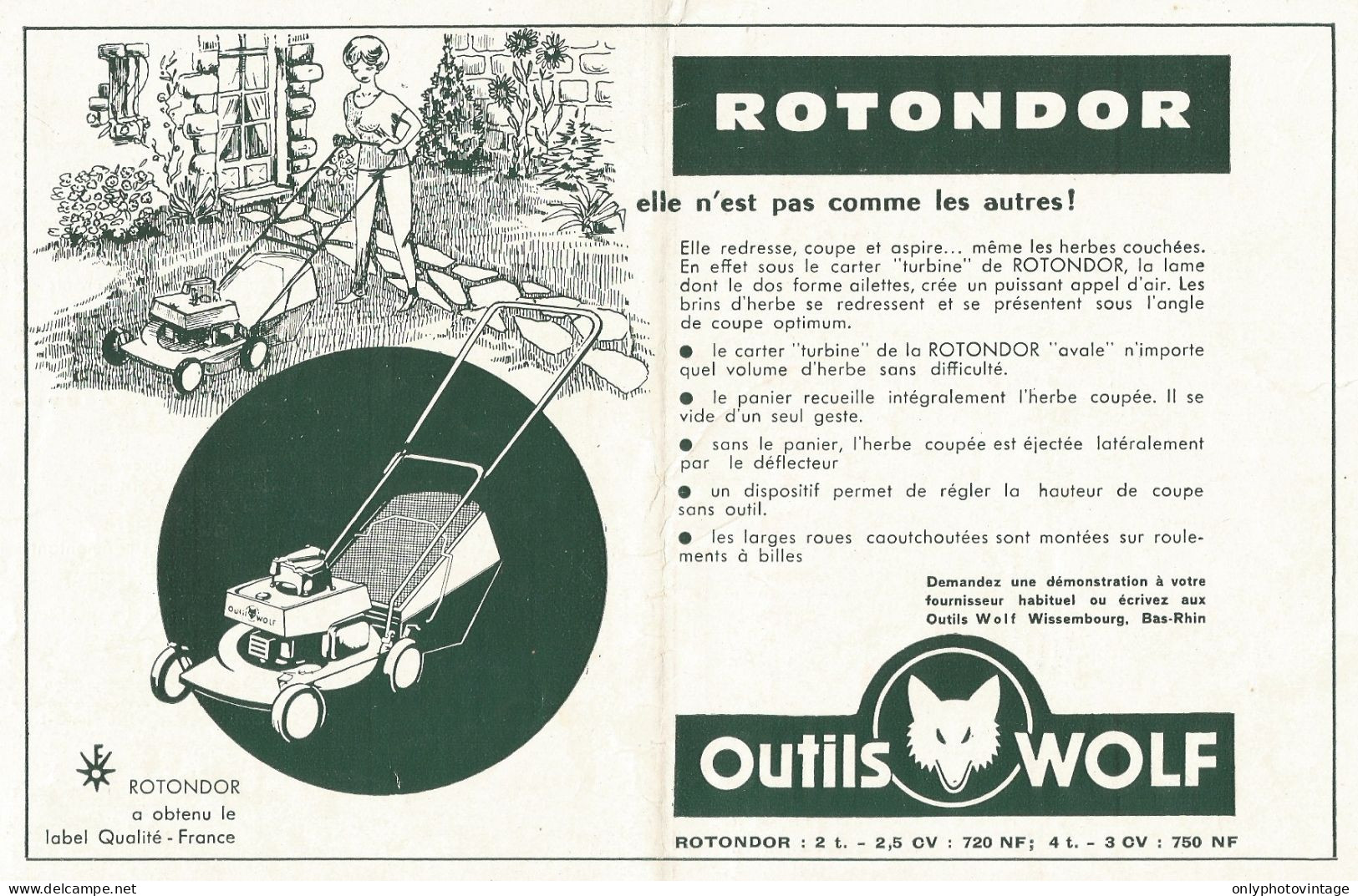 Rotondor OUTILS WOLF - Pubblicità 1962 - Advertising - Reclame