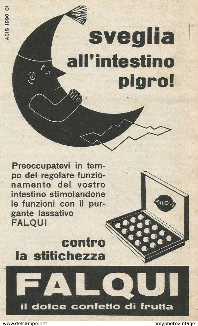 FALQUI Sveglia L'intestino Pigro - Pubblicità 1958 - Advertising - Pubblicitari