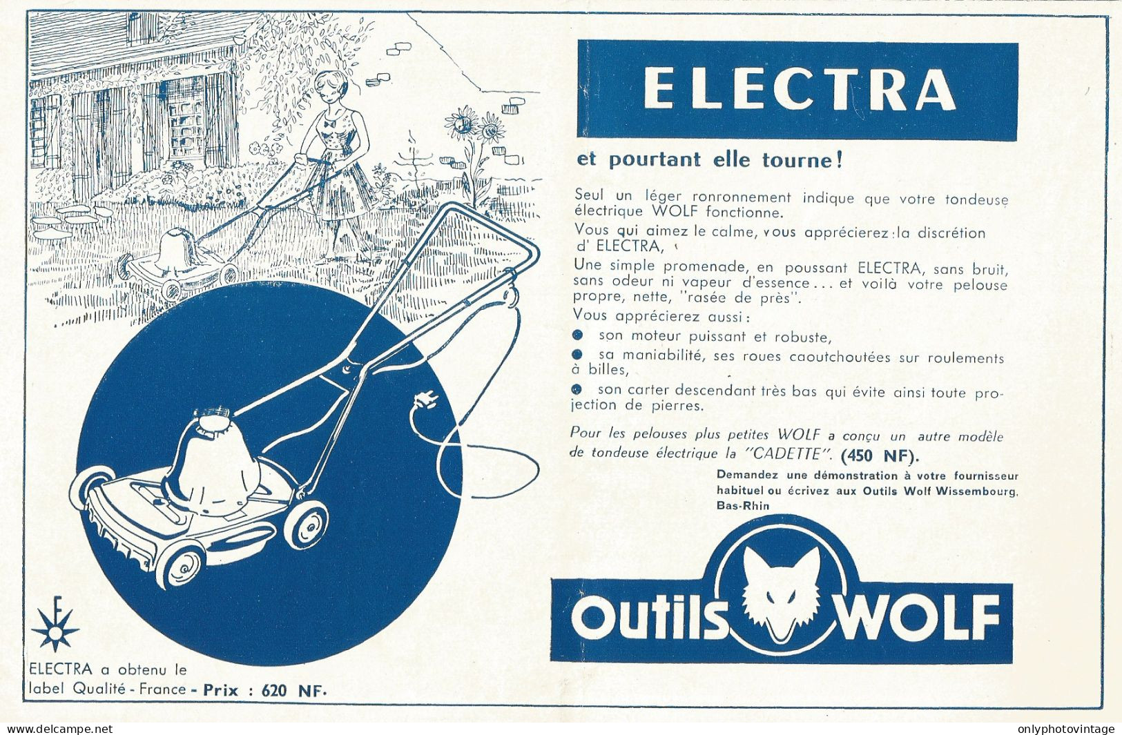 Electra OUTILS WOLF - Pubblicità 1962 - Advertising - Publicités