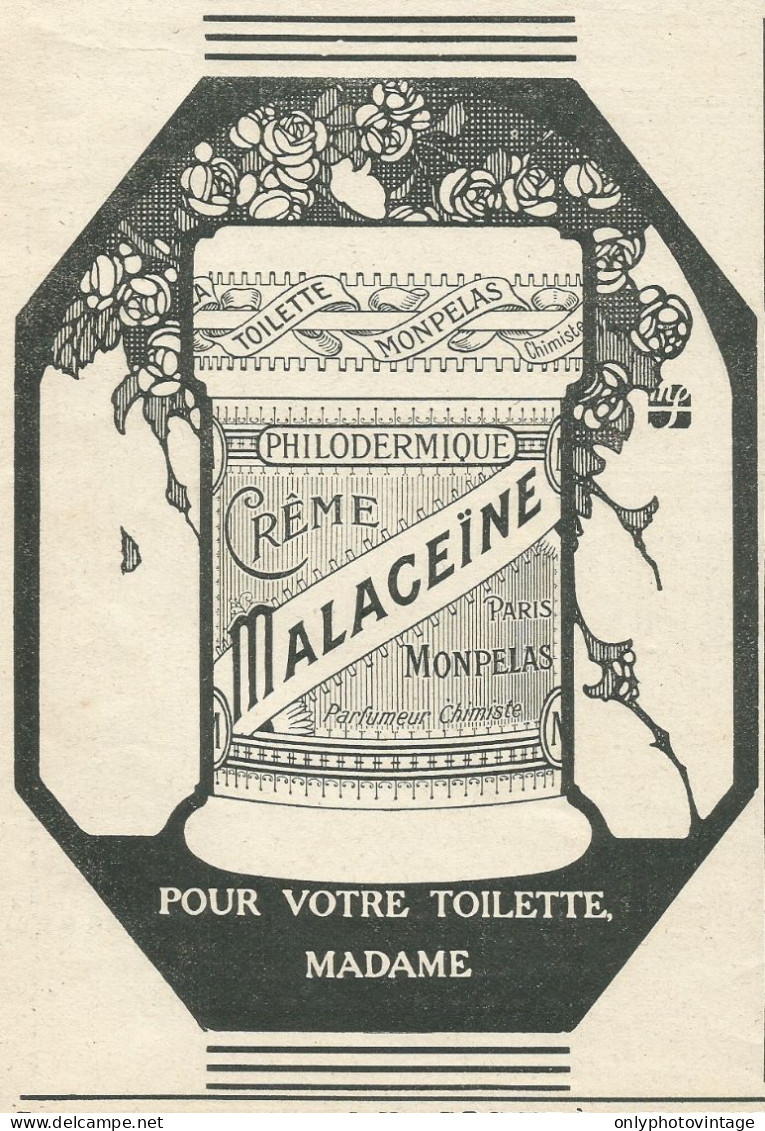 Crème Philodermique MALAGEINE - Pubblicità 1918 - Advertising - Pubblicitari