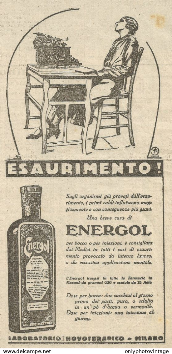 ENERGOL Per L'esaurimento - Pubblicità 1932 - Advertising - Reclame