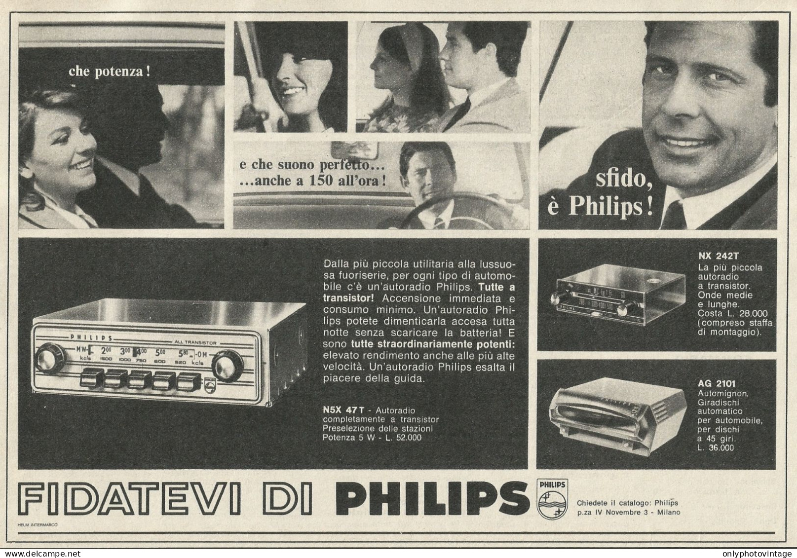 Autoradio A Transistor PHILIPS - Pubblicità 1967 - Advertising - Pubblicitari