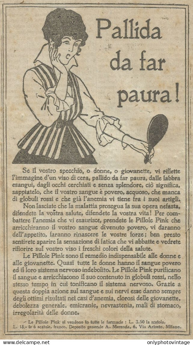 Pillole PINK - Pubblicità 1916 - Advertising - Publicités