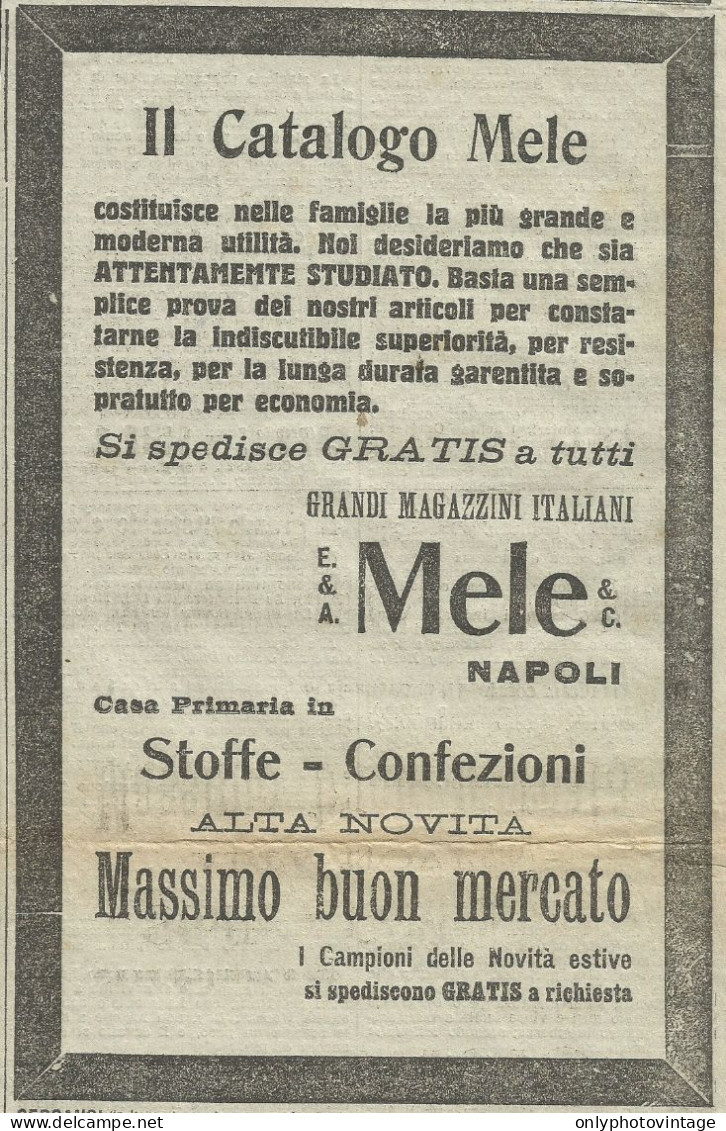 Stoffe E Confezioni MELE - Pubblicità 1910 - Advertising - Pubblicitari