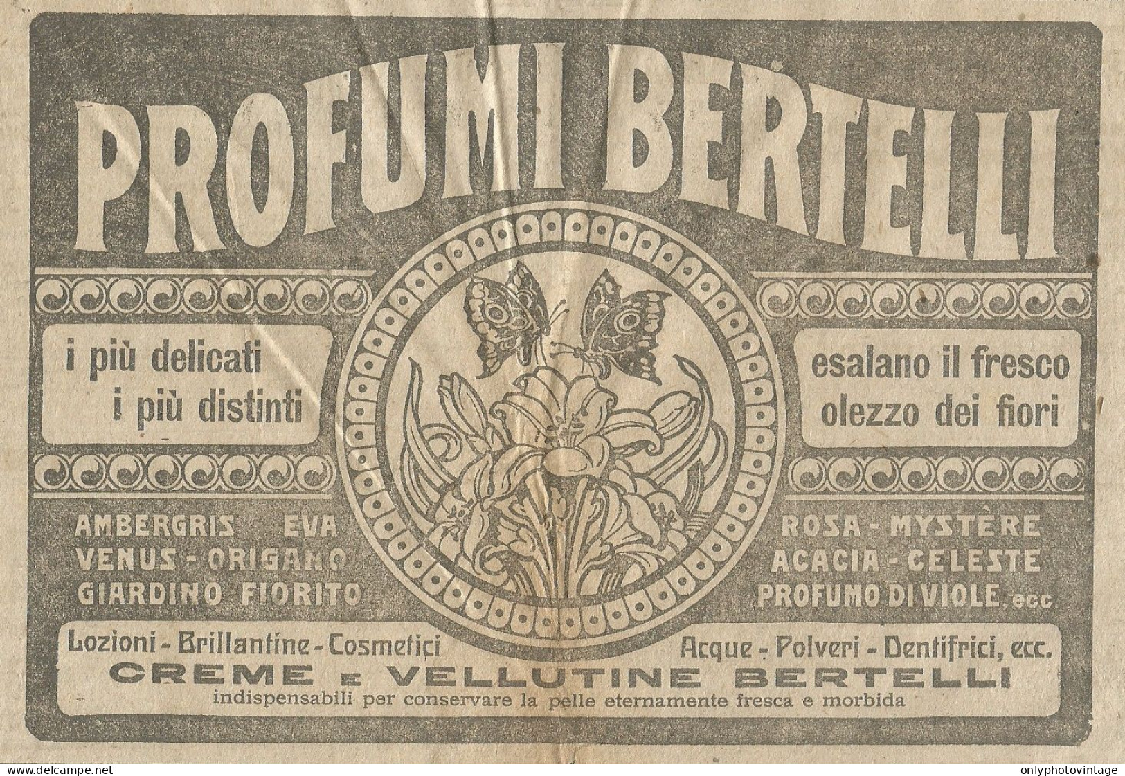 Profumi BERTELLI - Pubblicità 1916 - Advertising - Pubblicitari