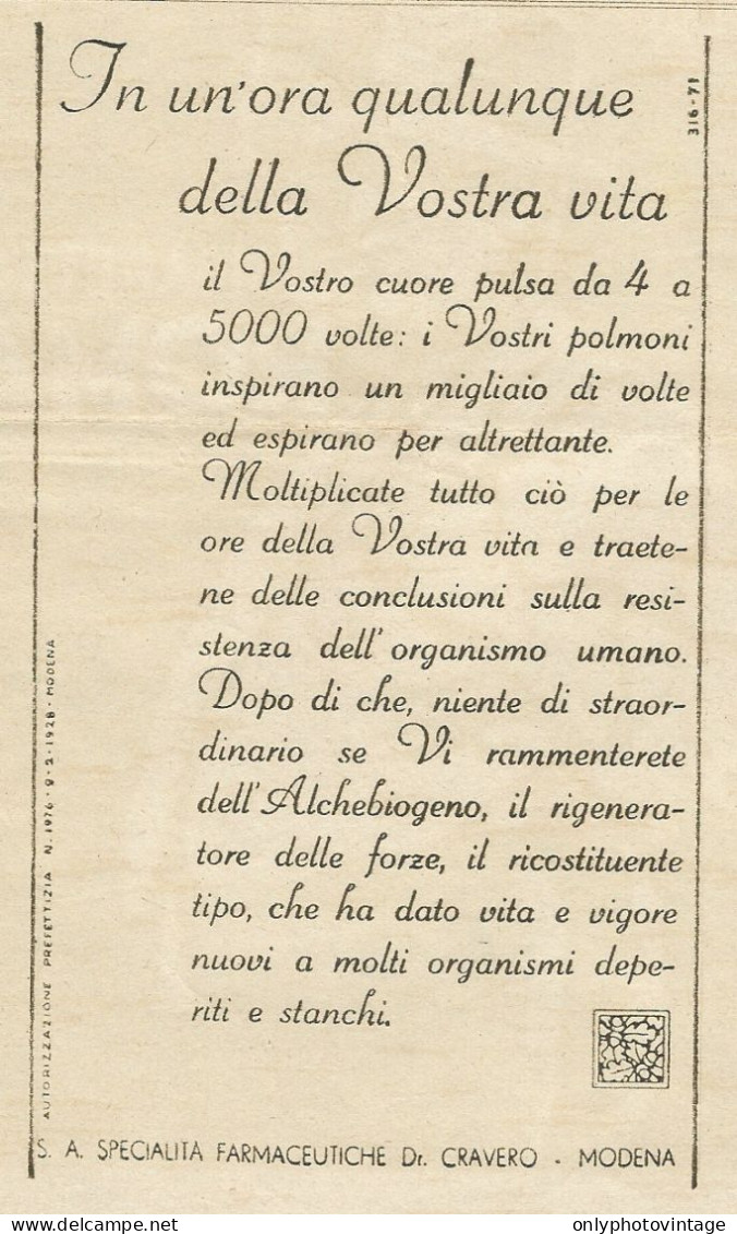 Specialità Farmaceutiche Dott. CRAVERO - Pubblicità 1935 - Advertising - Publicités