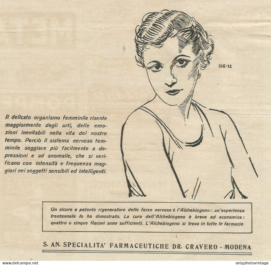 Specialità Farmaceutiche Dott. CRAVERO - Pubblicità 1934 - Advertising - Publicités