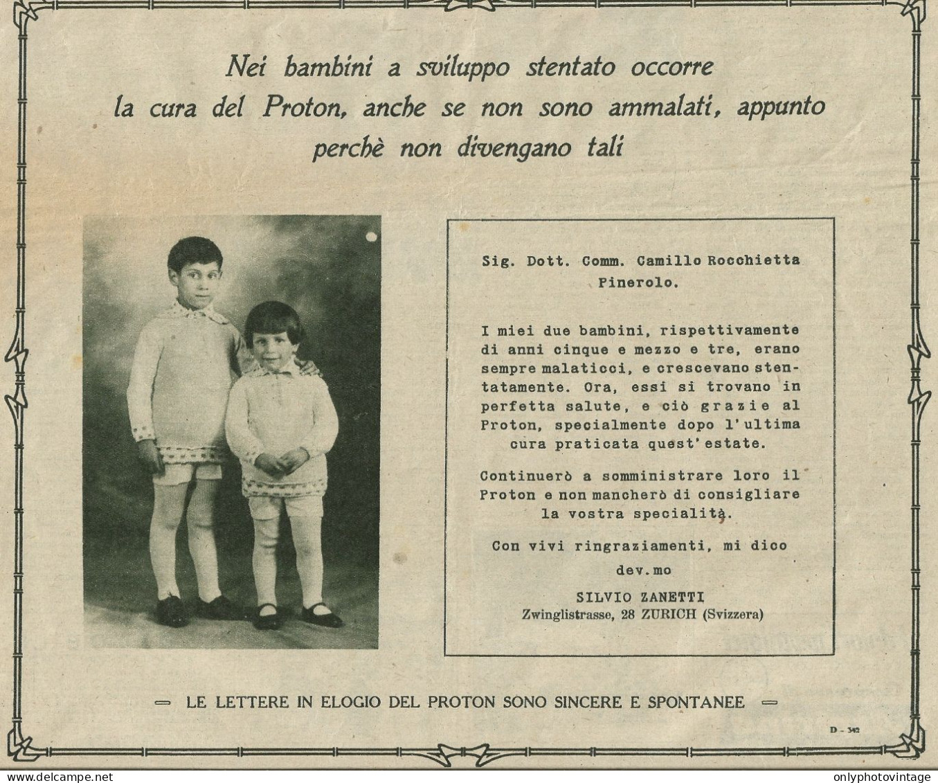 PROTON - Zurich - Silvio Zanetti - Pubblicità 1929 - Advertising - Publicités