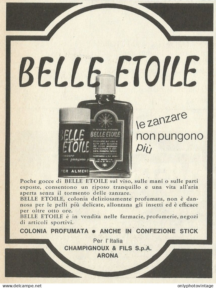 Belle Etoile Le Zanzare Non Pungono Più - Pubblicità 1969 - Advertising - Publicités