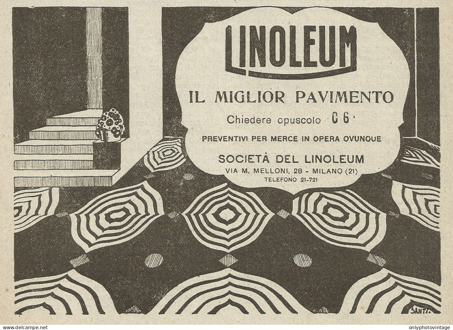 LINOLEUM Il Miglior Pavimento - Pubblicità 1925 - Advertising - Werbung