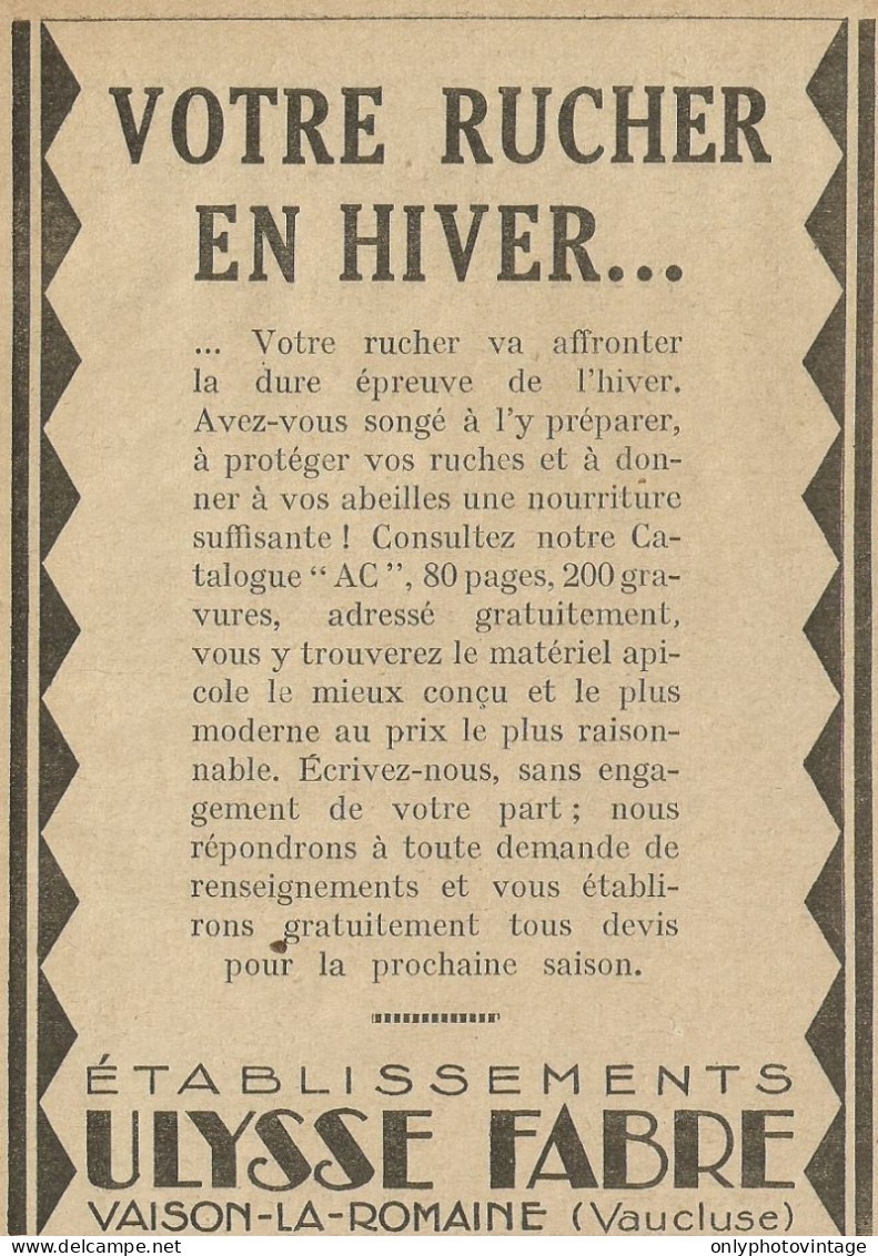 Etablissements ULYSSE FABRE - Vaison-la-Romaine - Pubblicità 1929 - Adv. - Publicités