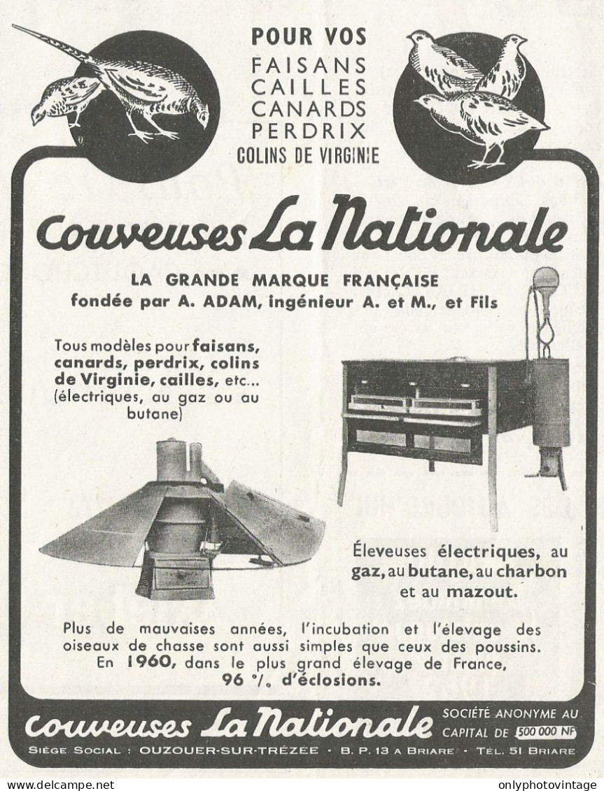 Couveuses La Nationale - Pubblicità 1962 - Advertising - Advertising