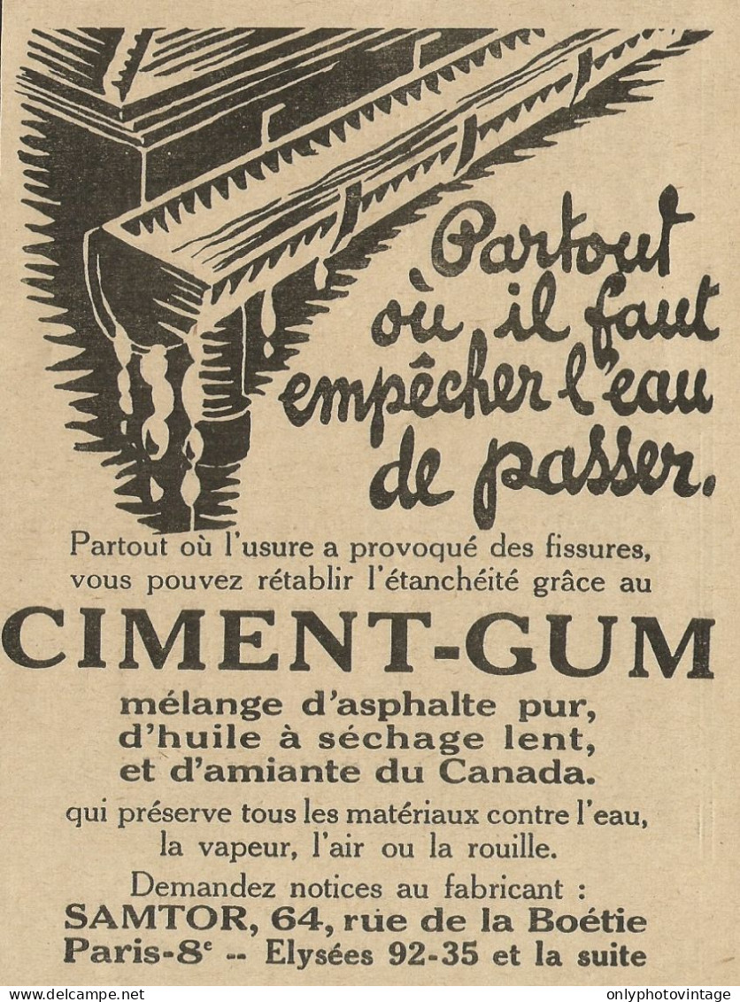 Ciment-Gum - SAMTOR - Pubblicità 1929 - Advertising - Advertising