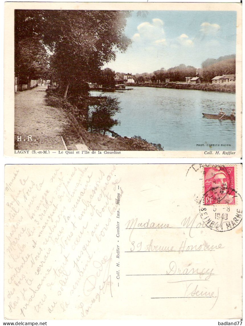 77 - LAGNY (S.-et-M.) - Le Quai Et L Ile De La Gourdine   (colorisée) - Lagny Sur Marne