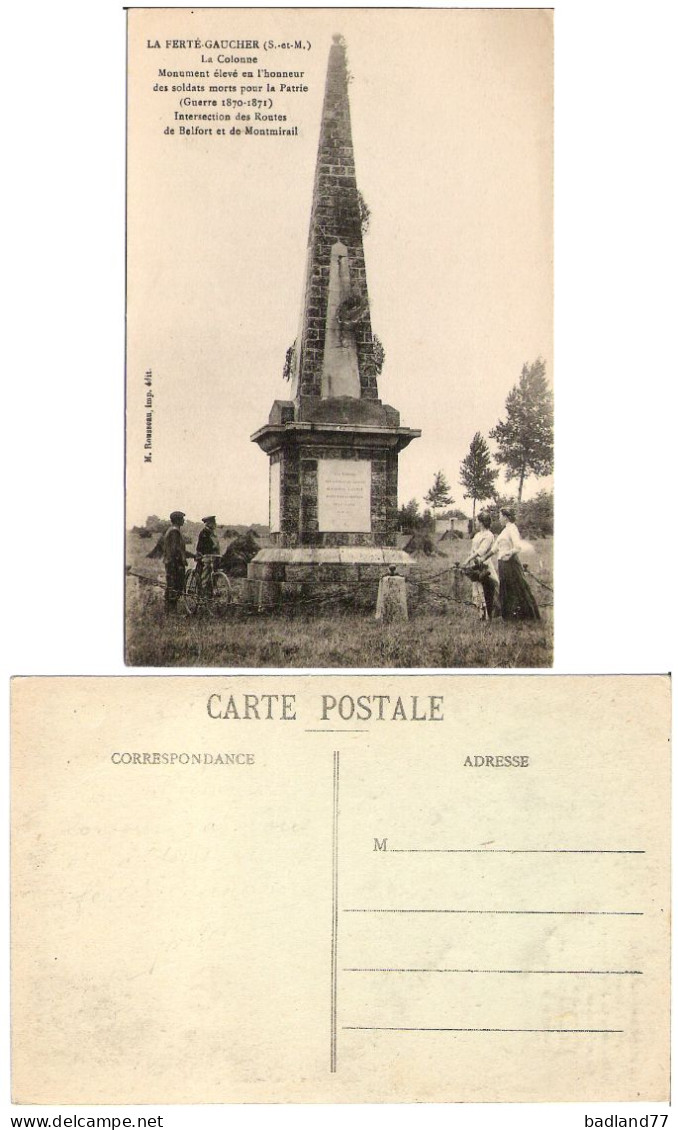 77 - LA FERTE-GAUCHER (S.-et-M.) - La Colonne - Monument élevé En L Honneur Des Morts Pour La Patrie (non Circulée) - La Ferte Gaucher