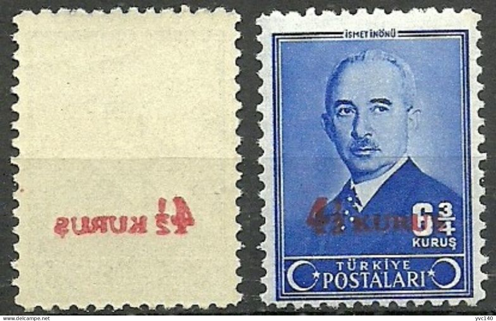 Turkey; 1943 Overprinted Postage Stamp "Abklatsch Overprint" - Nuevos