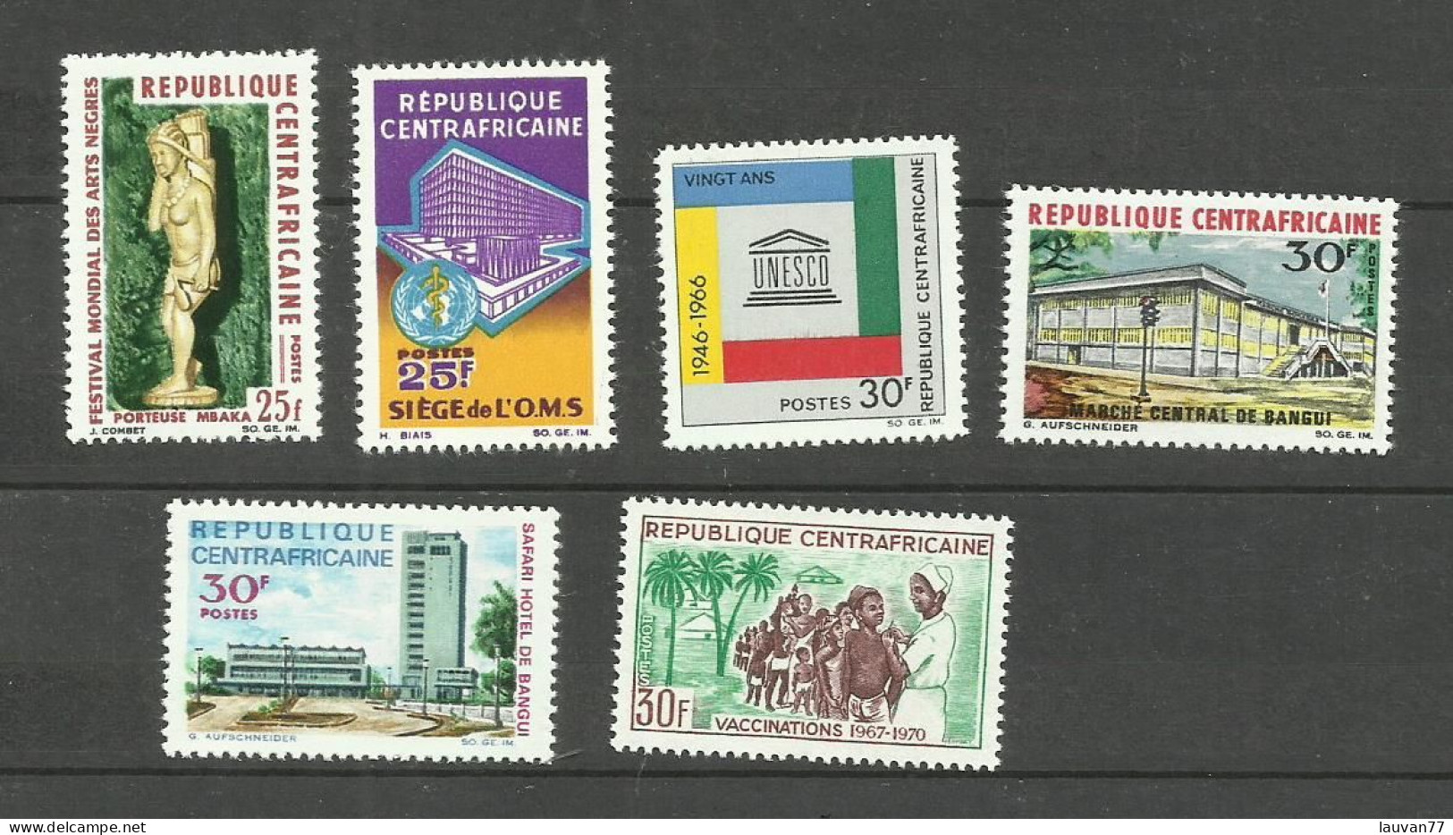 République CENTRAFRICAINE N°67, 68, 78, 81, 82, 97 Neufs** Cote 4.50€ - Central African Republic