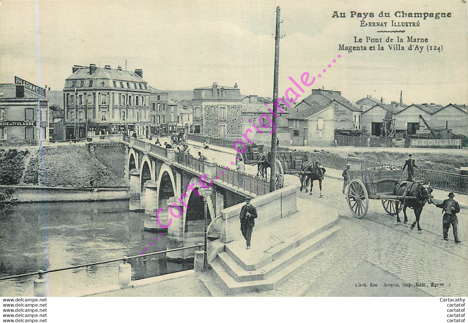 51.  EPERNAY .  Le POnt De La Marne . Magenta Et La Villa D'Ay .  CPA Animée . - Epernay