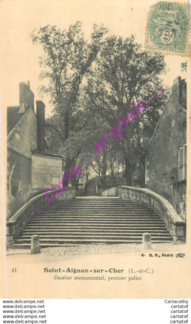 41.  SAINT AIGNAN SUR CHER .  Escalier Monumental . Premier Palier . - Saint Aignan