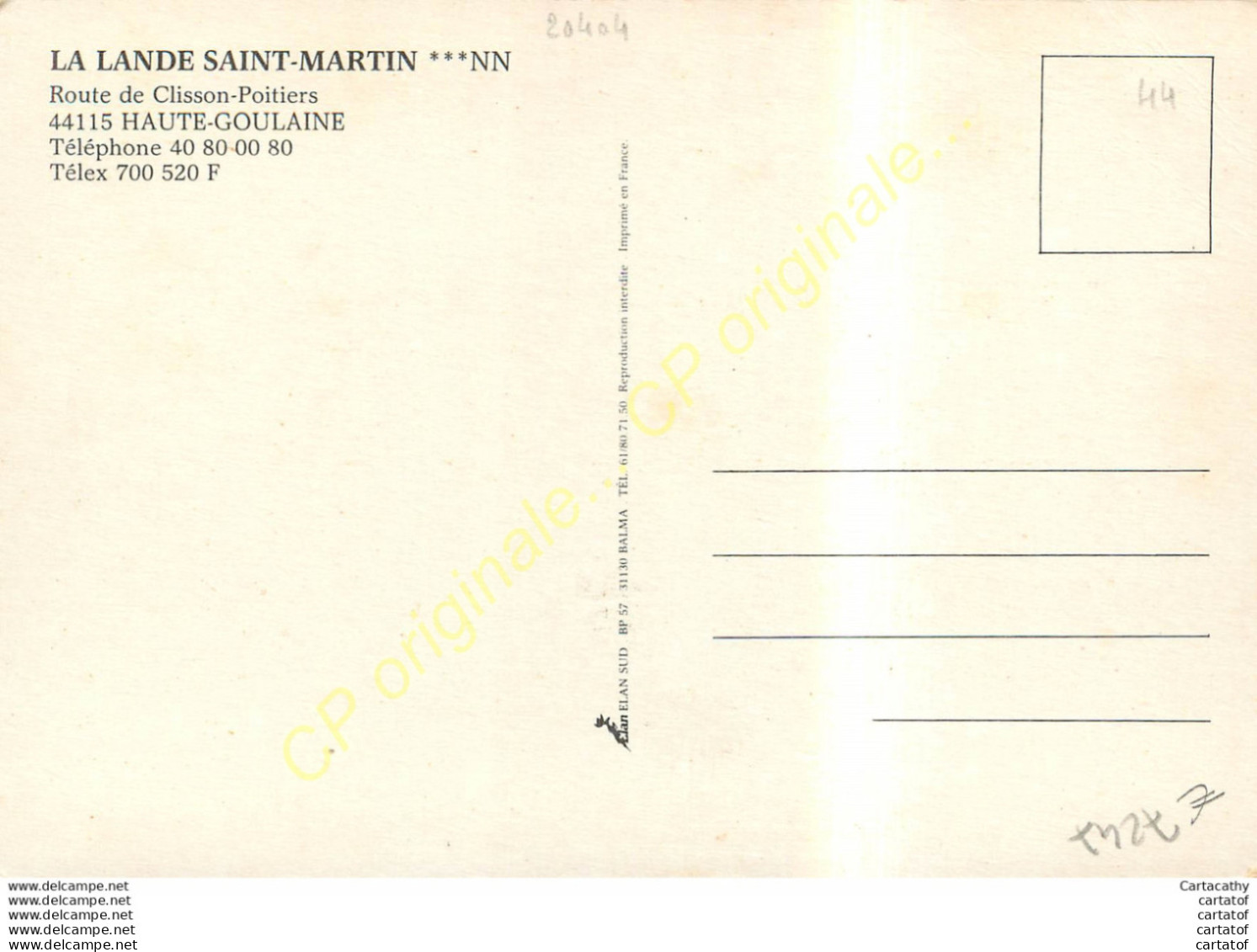 44.  HAUTE GOULAINE . LA LANDE SAINT MARTIN . Route De Clisson-Poitiers . - Other & Unclassified