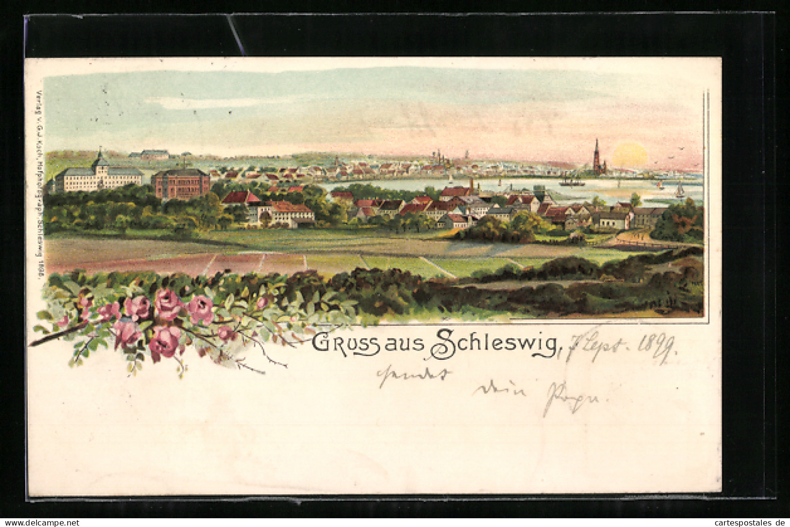 Lithographie Schleswig, Panorama  - Schleswig