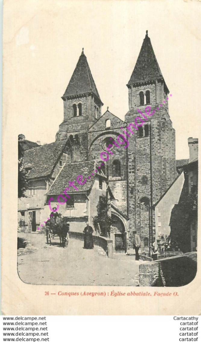 12.  CONQUES .  Eglise Abbatiale . Façade .  CPA Animée . - Otros & Sin Clasificación