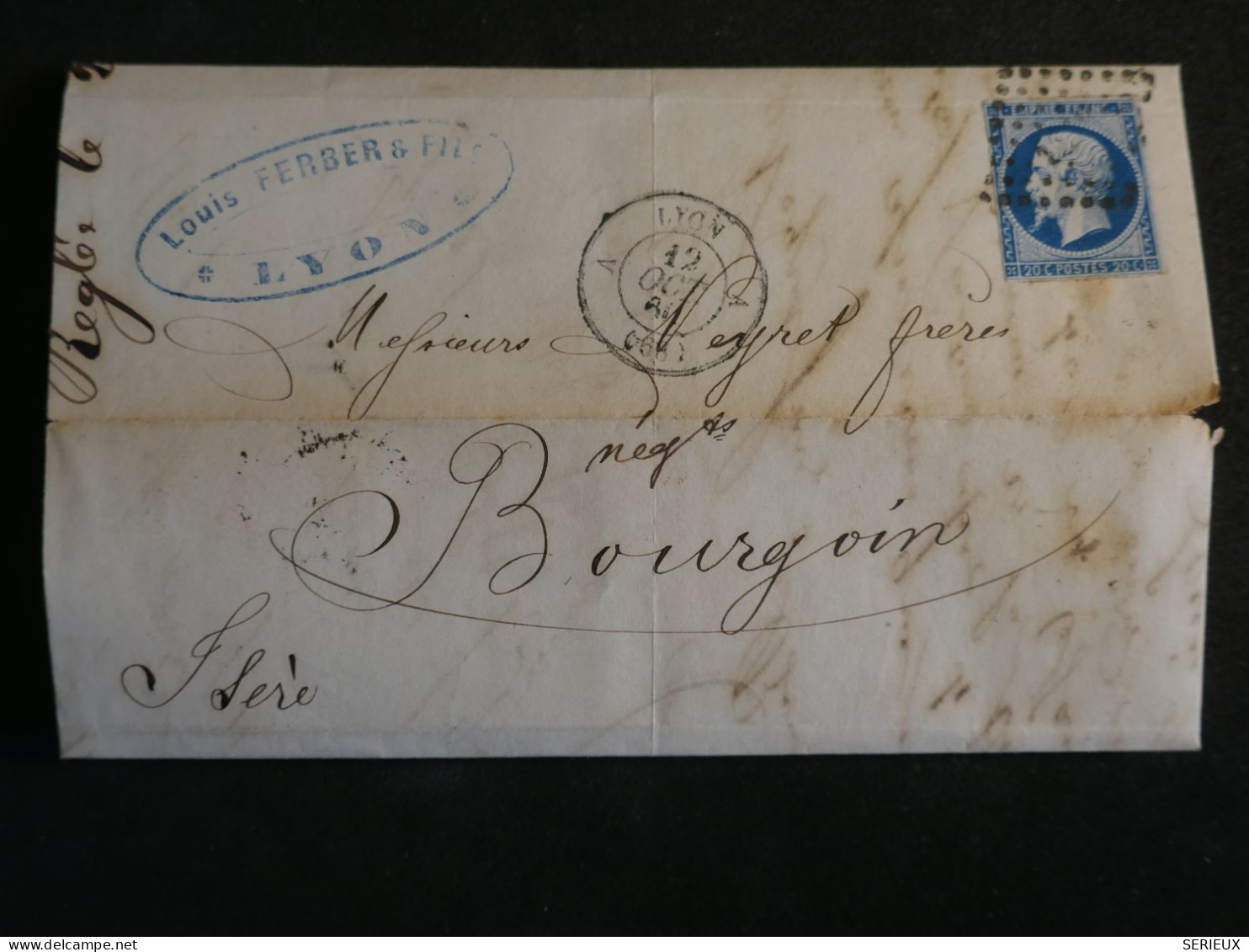 DO11 FRANCE  BELLE LETTRE  1860 LYON A BOURGOIN +N°14 +AFF. INTERESSANT+++ - 1849-1876: Klassik