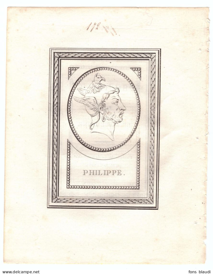 18ème Siècle - Gravure Sur Cuivre - Portrait De Philippe II De Macédoine (Pella 382 Av. J.-C. - Aigai 336 Av. J.C.) - Stampe & Incisioni