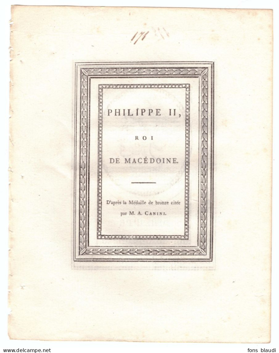 18ème Siècle - Gravure Sur Cuivre - Portrait De Philippe II De Macédoine (Pella 382 Av. J.-C. - Aigai 336 Av. J.C.) - Prenten & Gravure